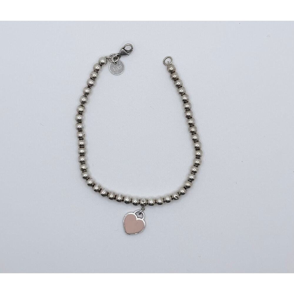 Vintage Return to Tiffany Heart Tag Bead Bracelet 925 Sterling Silver